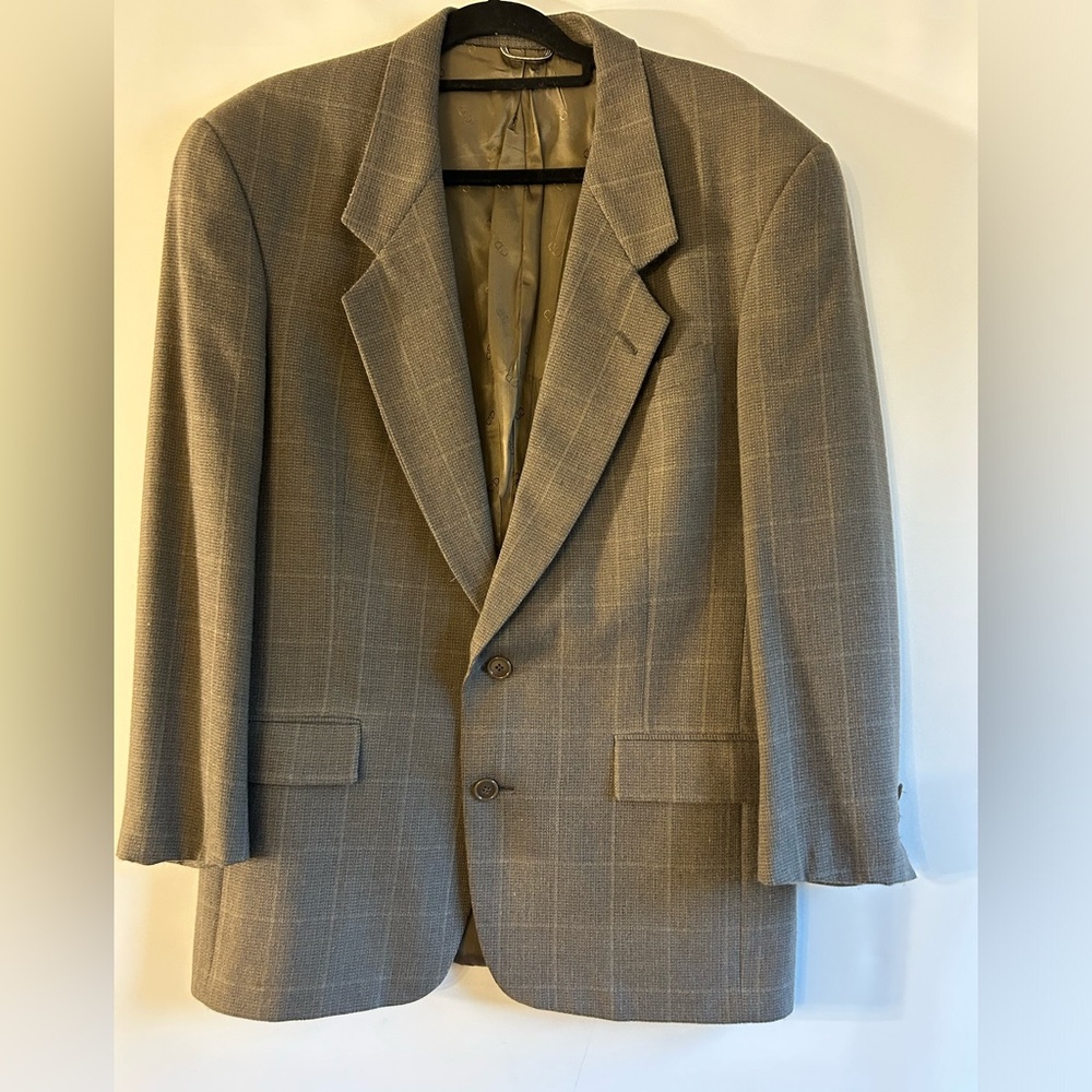 Dior Men's Beige Plaid Sport Coat Blazer